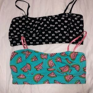 Black & white peace sign/Teal watermelon bralette